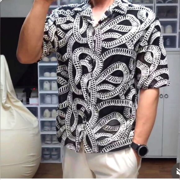 Zara Other - Zara Mens Contrast Jacquard Button Down Shirt Large